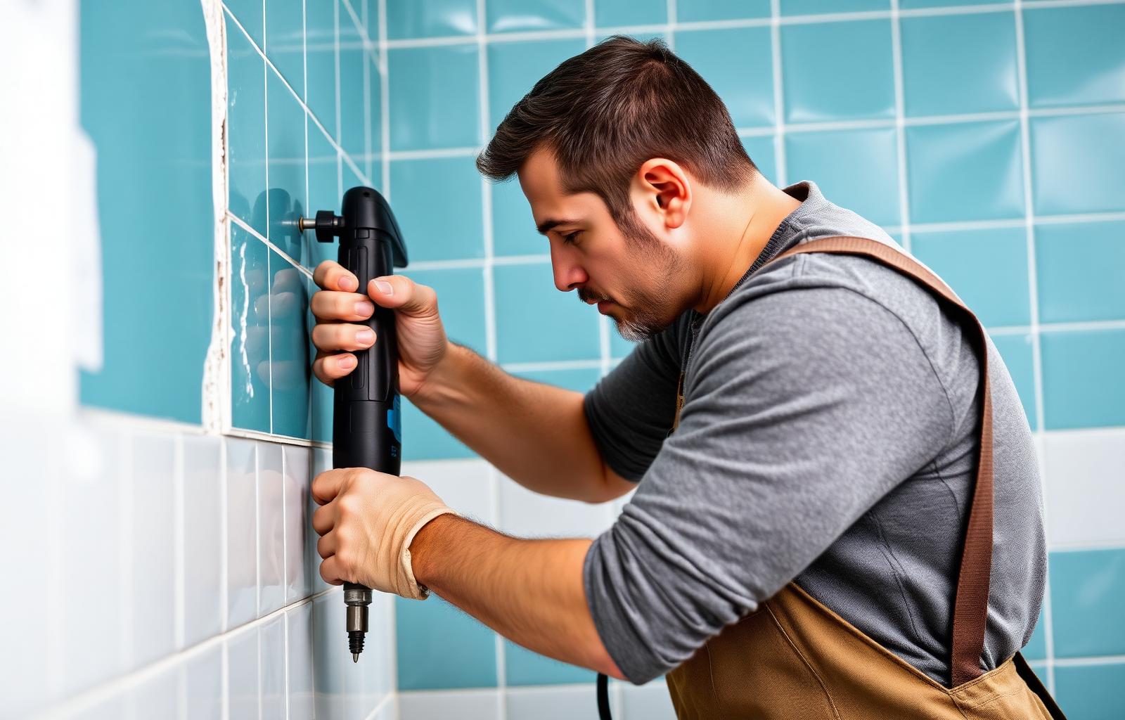 Operaio durante una ristrutturazione bagno a Civitavecchia