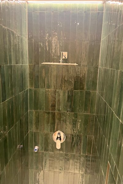 Box doccia con piastrelle verdi - Edilizia Censasorte Civitavecchia